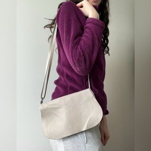 Italian Leather Cream Genuine Leather Minimalist Preppy Lightweight Shoulder Bag